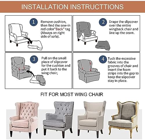 Eco-Ancheng 2-Piece Wingback Chair Slipcover