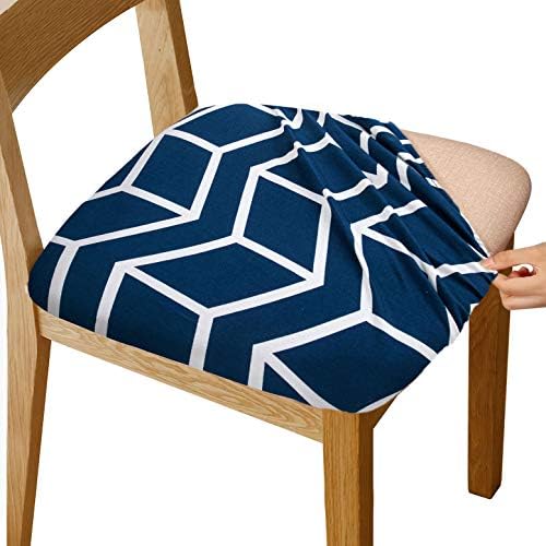 Gute Stretch Printed Chair Covers with Elastic Ties and Button Blue