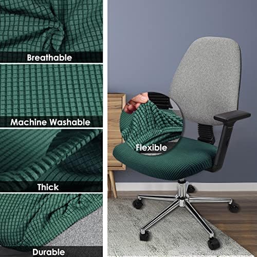 Yikko Soft Stretch Spandex Jacquard Chair Slipcovers Dark Green