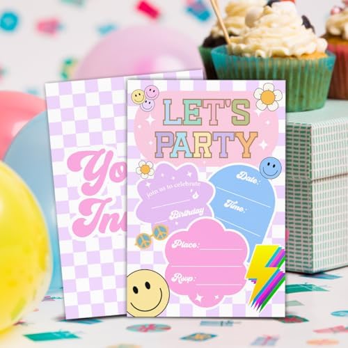 RNYJJ Retro Smile Party Invitations 20 Count Double Sided