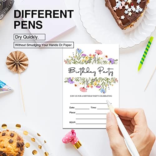 Wildflower Birthday Party Invitations Set of 20 with Envelopes