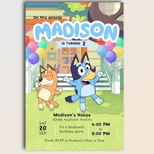 Custom 12 Puppy Birthday Invites with Envelopes Backyard