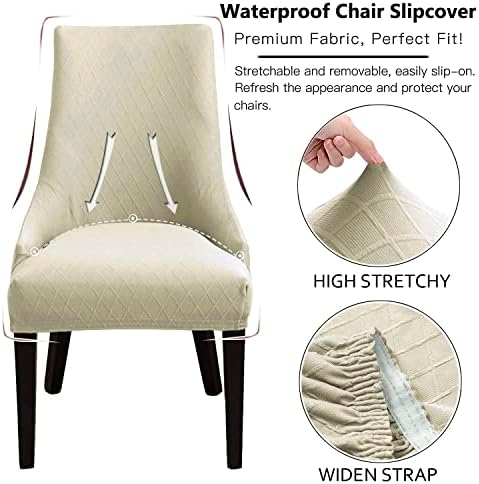 Wingback Chair Covers Reusable Set of 4 Beige