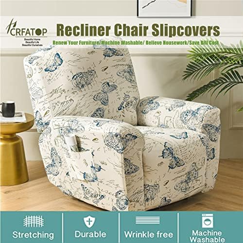 CRFATOP Recliner Chair Slipcover with Pockets 4-Piece Set