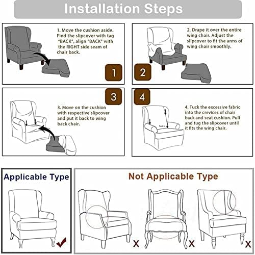 Stretch Wingback Chair Slipcover 2-Piece Design for Full Protection