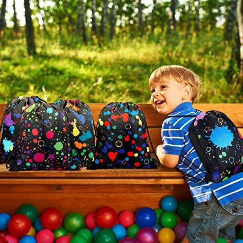 Funtery 32 Pcs Neon Glow Drawstring Bags for Parties and Gifts
