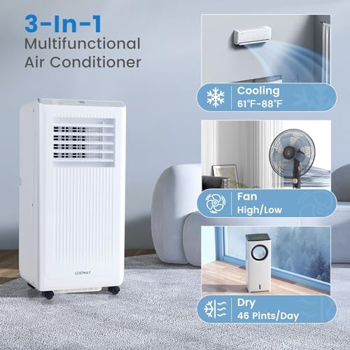 COSTWAY 8000 BTU Portable AC Unit with Remote and Digital Display