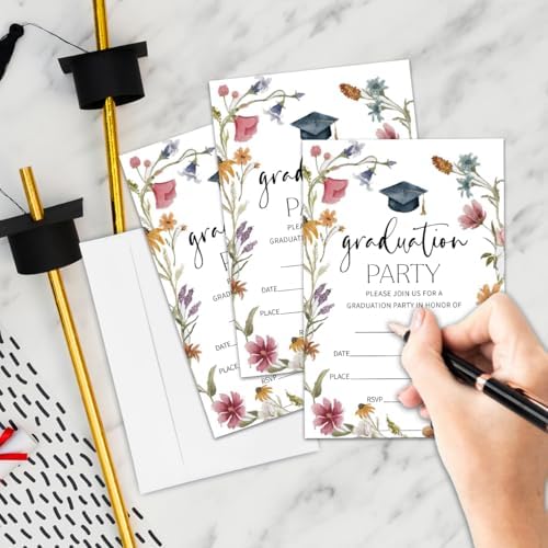 Graduation Party Invitation Cards with 20 Envelopes