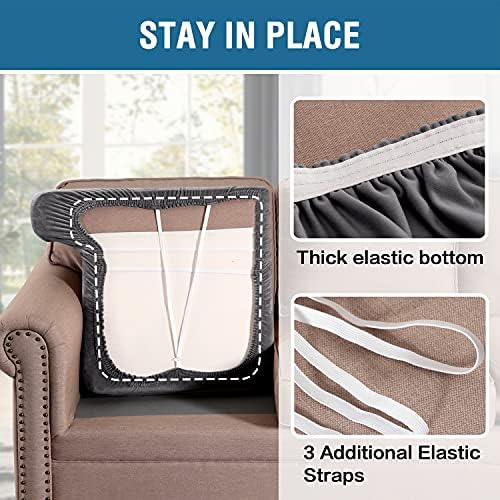 HVERSAILTEX Stretch Velvet 2 Piece T Cushion Slipcovers - Stay in Place Grey