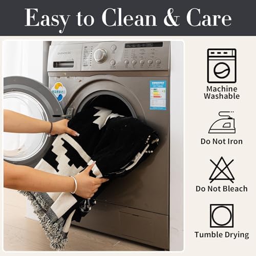 Boho Sofa Cover Chenille Slipcover for Dogs Washable 71x71 Black 1pc