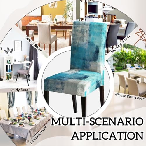 MCALK Turquoise Chair Covers Set of 4 with Table Runner