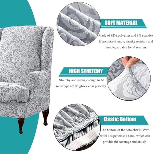 Stretch Wingback Chair Covers 2 Piece Set for Living Room