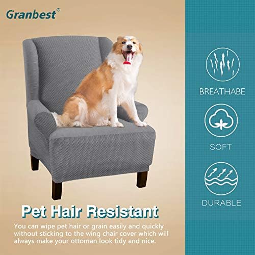 Granbest Premium Thick Wingback Chair Cover Light Gray