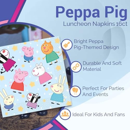 Unique Blue Peppa Pig Napkins Pack Of 16