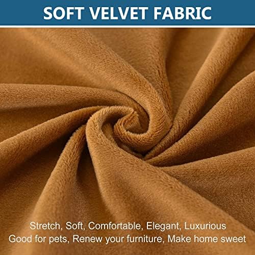 Velvet Wingback Chair Slipcover Set with Footstool Cover