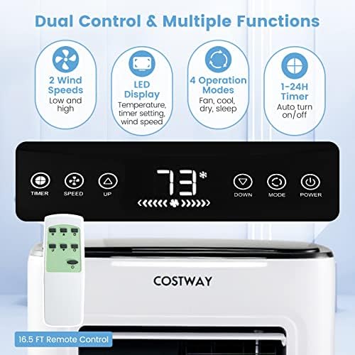 COSTWAY 9000 BTU Portable Air Conditioner with Dehumidifier
