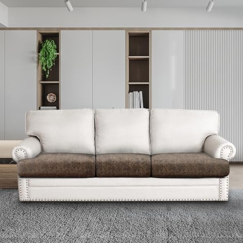 Molasofa Leather Look T-Cushion Sofa Slipcovers Set - 3 Piece Brown