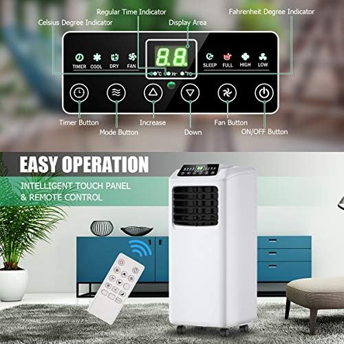 COSTWAY 8000 BTU Portable Air Conditioner 3-in-1 White Black