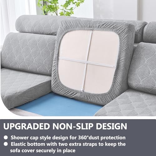 Genina Waterproof Couch Cushion Covers 3 Pack Light Gray