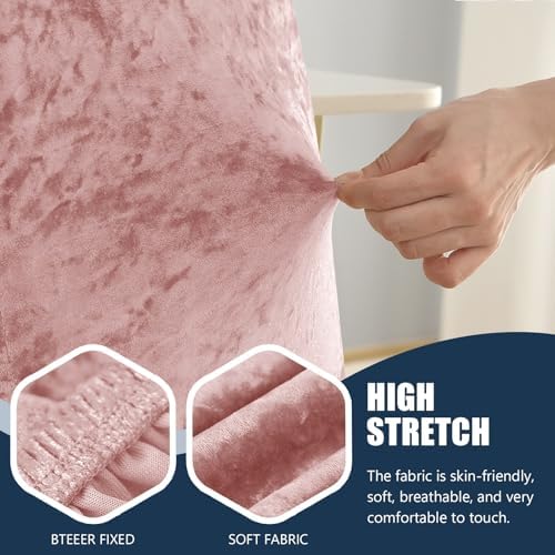 Velvet Stretch High Back Dining Chair Covers Set of 4