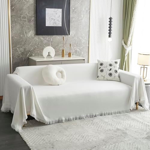 MYSKY HOME Sofa Covers for 2 Cushion Couches XL 71x118 White