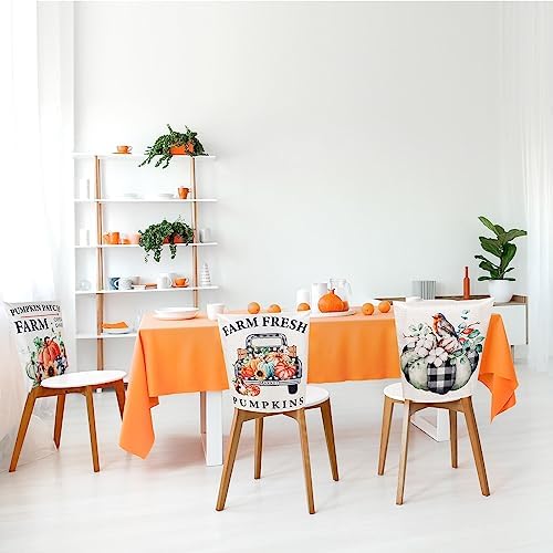 Whaline 4 Pack Fall Dining Chair Covers with Pumpkins Flowers Pattern
