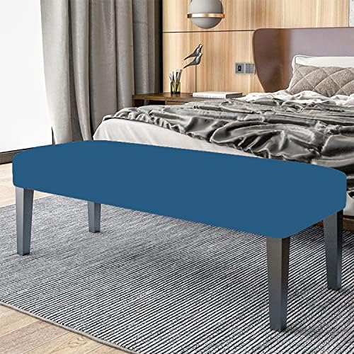 OBCREAT Velvet Dining Bench Slipcover - Peacock Blue