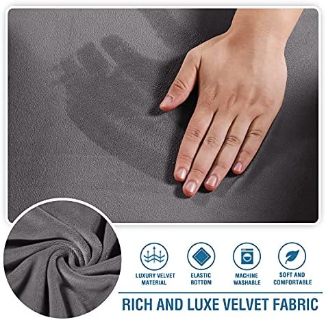 HVERSAILTEX Stretch Velvet 2 Piece T Cushion Slipcovers - Stay in Place Grey