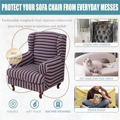 Wingback Chair Slipcovers Dual-Tone 2 Piece Set