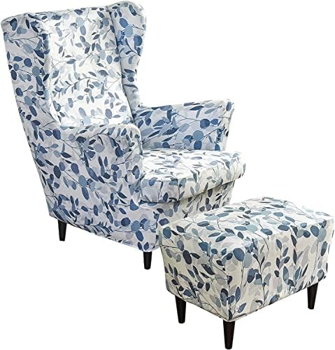 FIBITA Wingback Chair Ottoman Slipcover Set