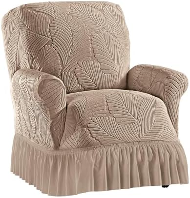 Collections Etc Textured Leaf Ruffled Skirt Slipcover