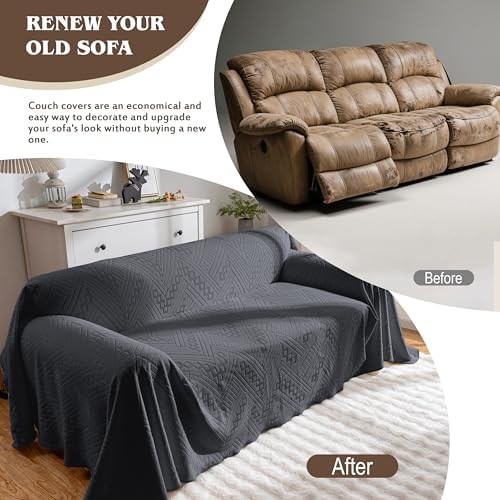 Waterproof Couch Cover with 3 Cushions Dark Grey