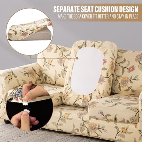 Lamberia Floral Pattern Sofa Slipcover 3 Piece Set