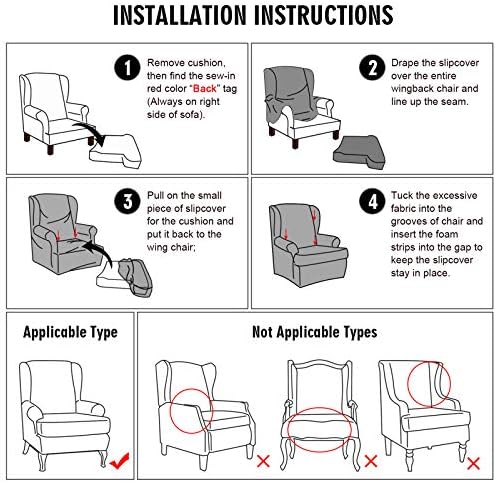 MIFXIN Velvet Stretch Wingback Chair Slipcover Set