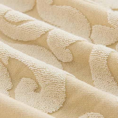 Wingback Chair Slipcover Retro Jacquard Design Almond