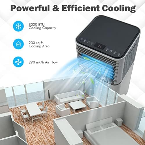 PETSITE 8000 BTU Portable Air Conditioner with Fan and Dehumidifier