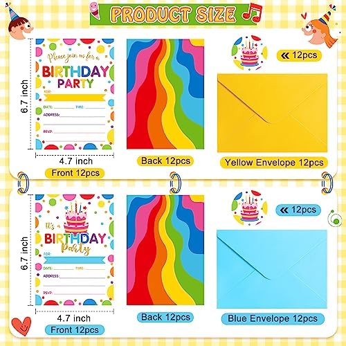 Colarr 24 Pack Birthday Invitations with Envelopes and Stickers