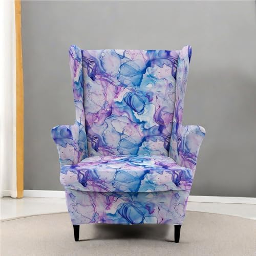 Chickwin Stretch Wingback Chair Slipcover in Blue Purple