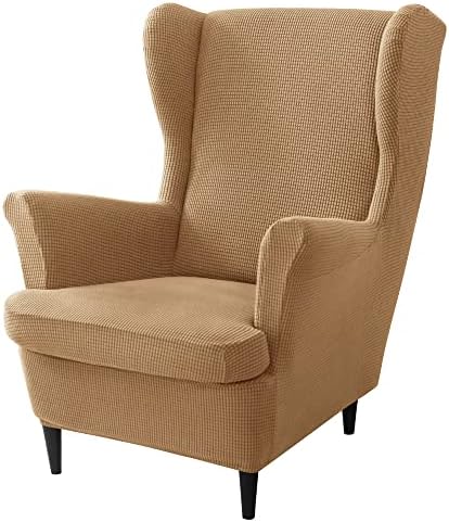 PENDEJATO Wing Chair Slipcovers 2 Piece Light Brown