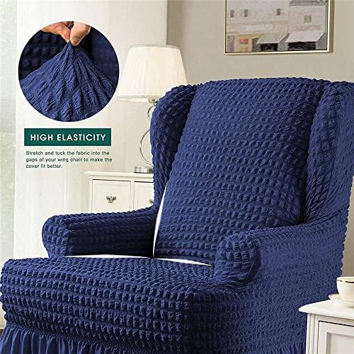PURRSI Stretch Slipcover with Skirt Navy Blue