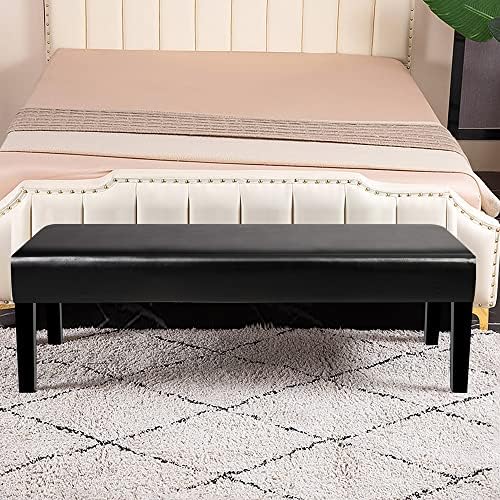 SearchI Waterproof Dining Bench Cover with PU Black Faux Leather