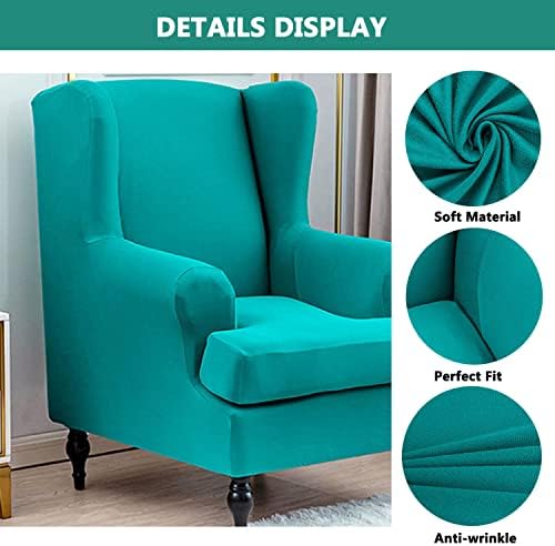 YOPOIY 2 Pieces Wingback Chair Slipcover Purple