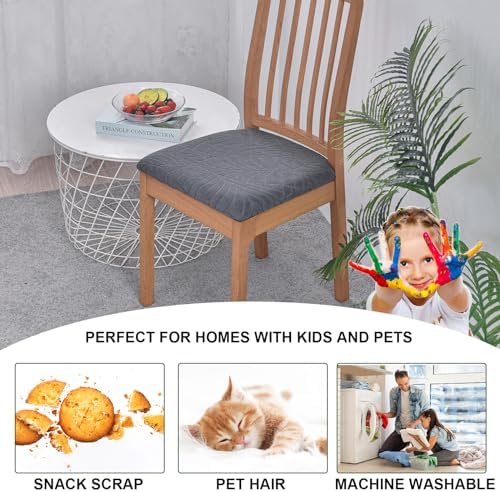 CRFATOP Waterproof Dining Chair Covers Set of 4 with Stretch Bench Slipcover