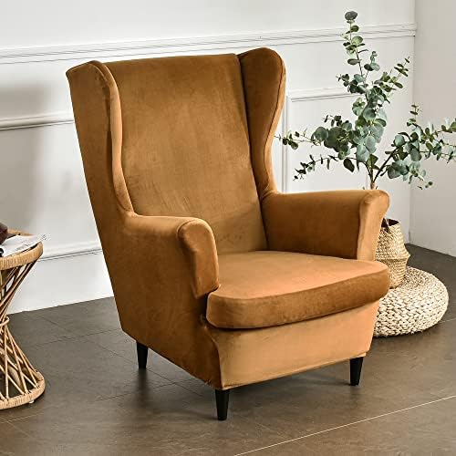 MIFXIN 2-Piece Wingback Chair Slipcovers with Cushion