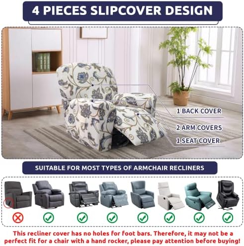 Iauddy Recliner Slipcover 4-Piece Set for Armchair and Lazy Boy