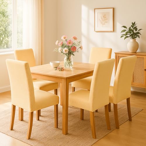 Aertiavty Dining Chair Covers Set of 6 Light Yellow