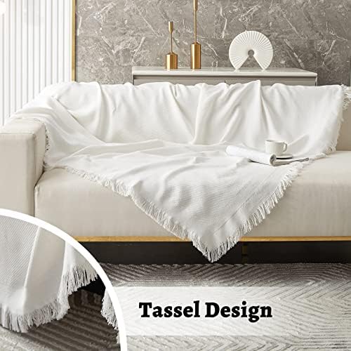 MYSKY HOME Sofa Covers for 2 Cushion Couches XL 71x118 White