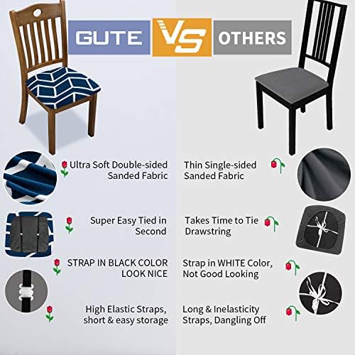 Gute Stretch Printed Chair Covers with Elastic Ties and Button Blue