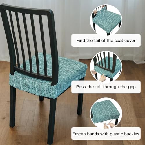 Lawalon Pro Fit Dining Chair Seat Cover Set of 2 Blue