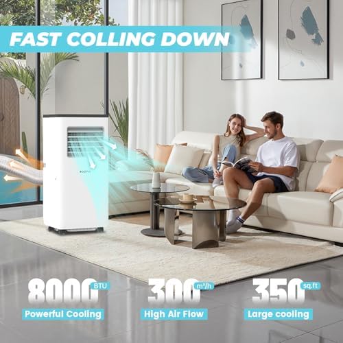 POOPLE 8000 BTU Portable AC Unit with 5 Modes and Remote Control